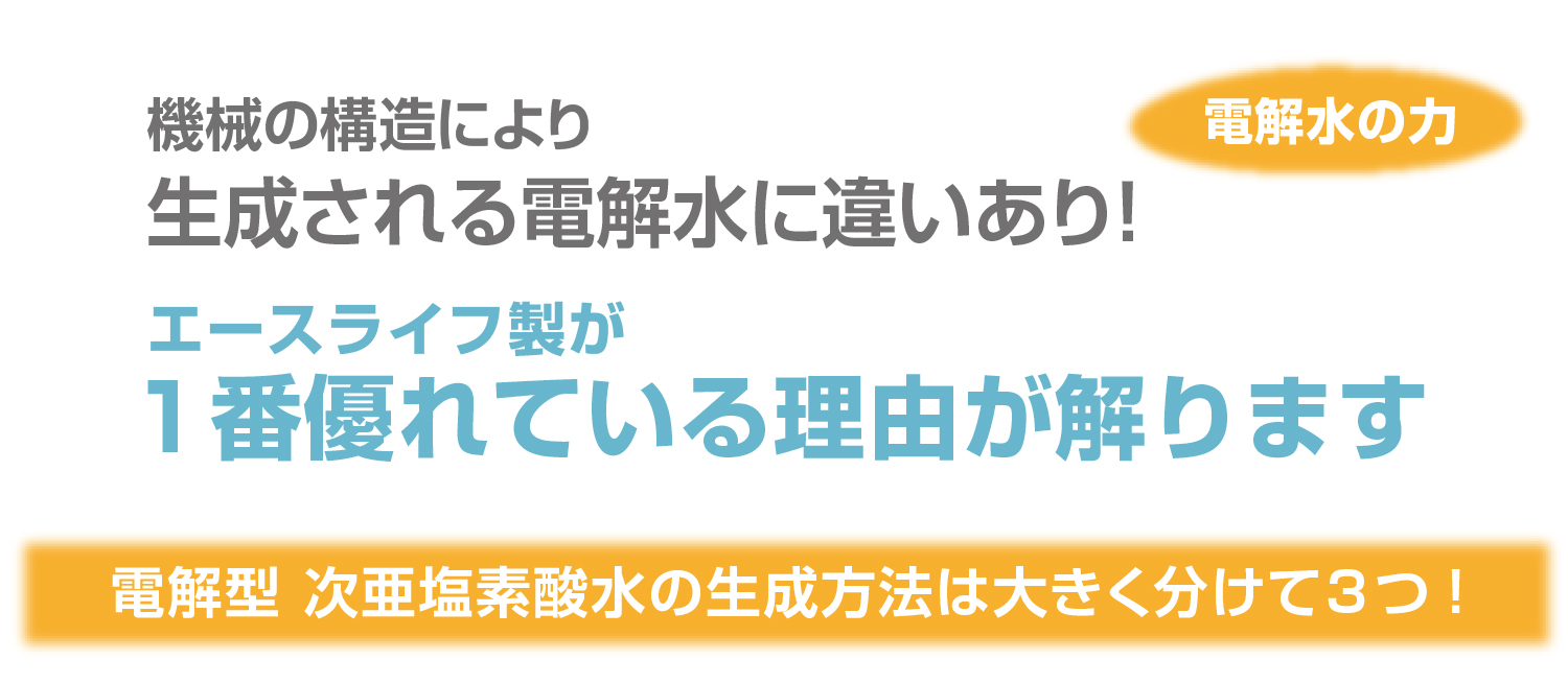 機器の構造により生成される電解水に違いあり！エースライフ製が1番優れている理由が解ります