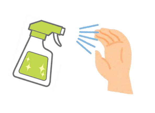 強アルカリ電解水を手に吹きかける